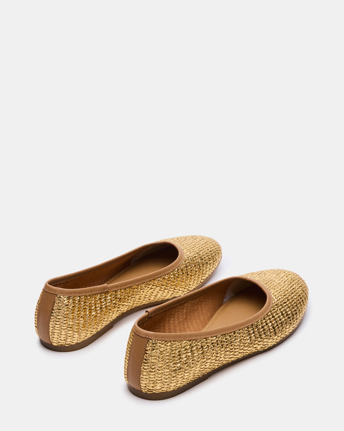 MERLOT Gold Raffia Ballet Women's Flat | Steve Madden Special Offer