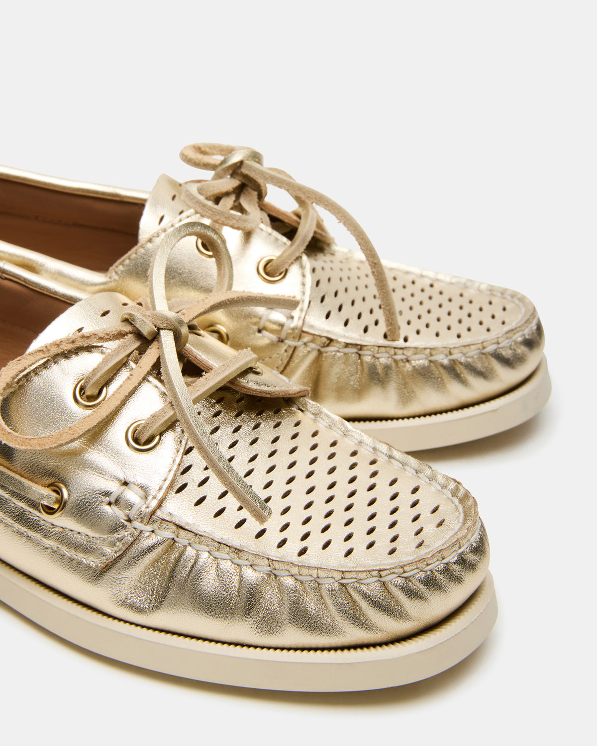 SAIL Gold Leather Flat Loafer | Women's Loafers | Steve Madden Exclusive