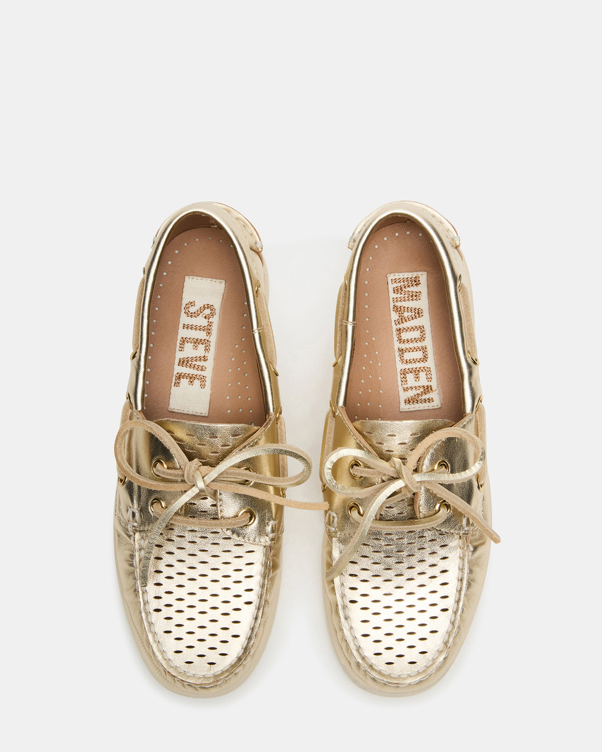 SAIL Gold Leather Flat Loafer | Women's Loafers | Steve Madden Exclusive