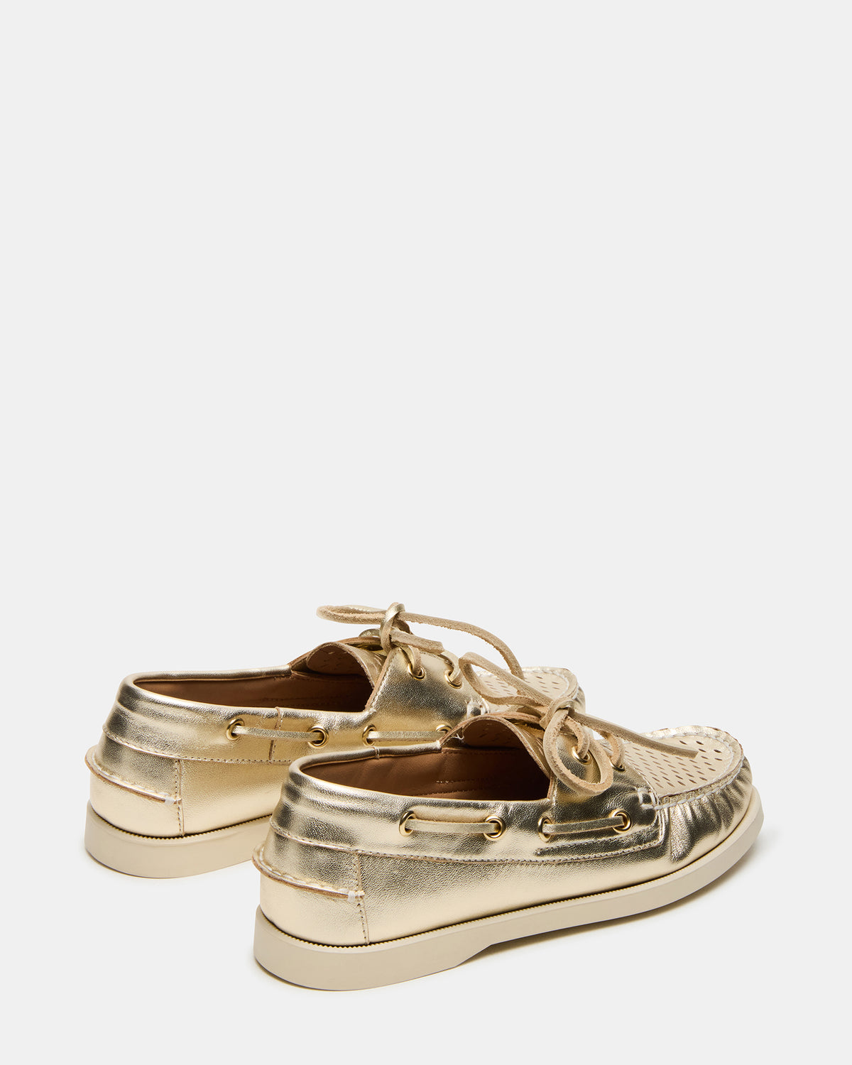 SAIL Gold Leather Flat Loafer | Women's Loafers | Steve Madden Exclusive
