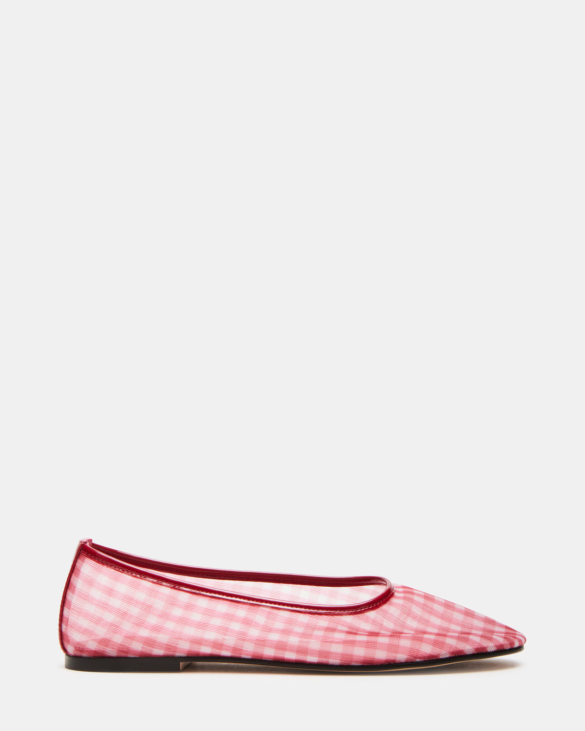 MEADOW Red Gingham Mesh Women's Ballet Flats | Steve Madden Quality