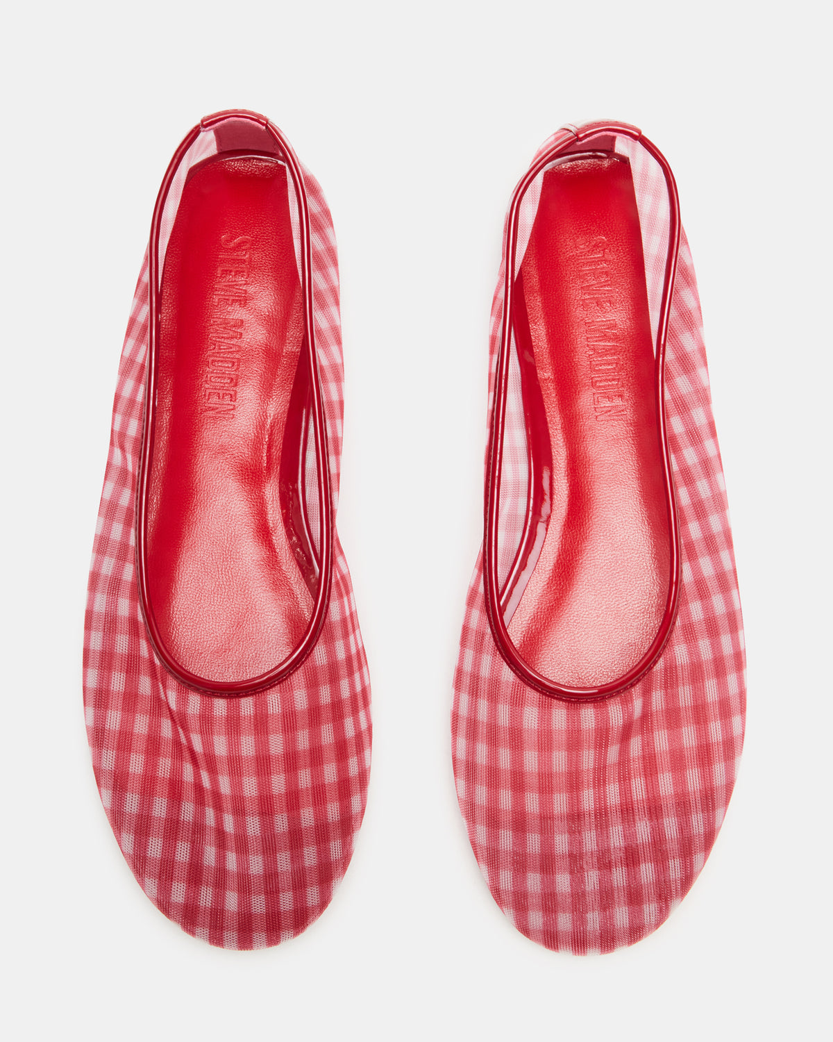 MEADOW Red Gingham Mesh Women's Ballet Flats | Steve Madden Quality
