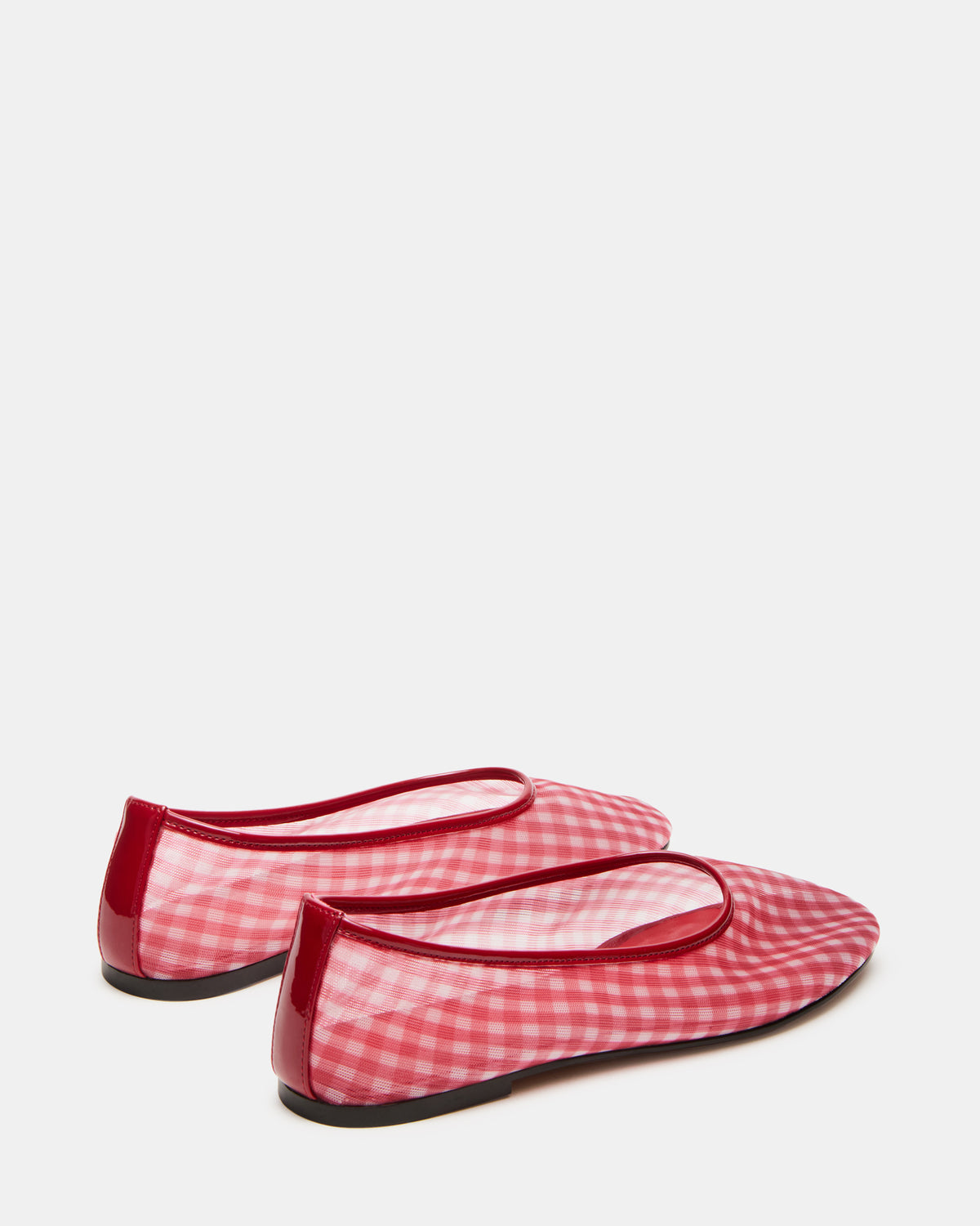 MEADOW Red Gingham Mesh Women's Ballet Flats | Steve Madden Quality
