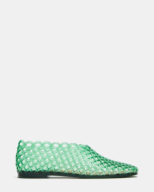 GROVE Green Square-Toe Jelly Women's Flat | Steve Madden Hot Sale