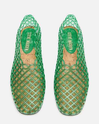 GROVE Green Square-Toe Jelly Women's Flat | Steve Madden Hot Sale
