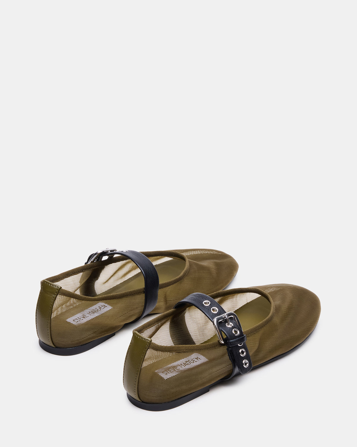 MITSY Olive/Black Mary Jane Mesh Ballet Women's Flat | Steve Madden Smart Buy