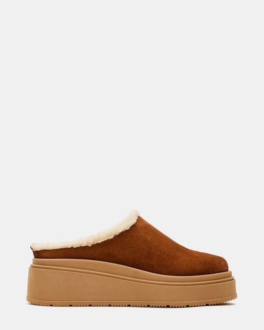 SMORES Tan Suede Faux Fur Slip-On | Women's Flats | Steve Madden Popular