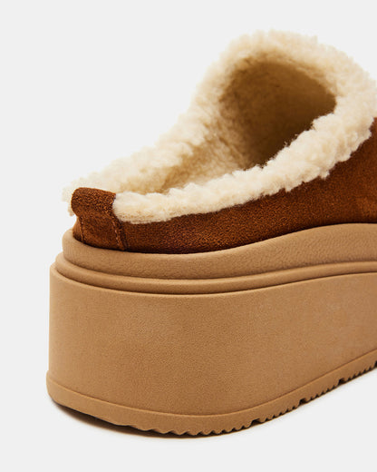 SMORES Tan Suede Faux Fur Slip-On | Women's Flats | Steve Madden Popular
