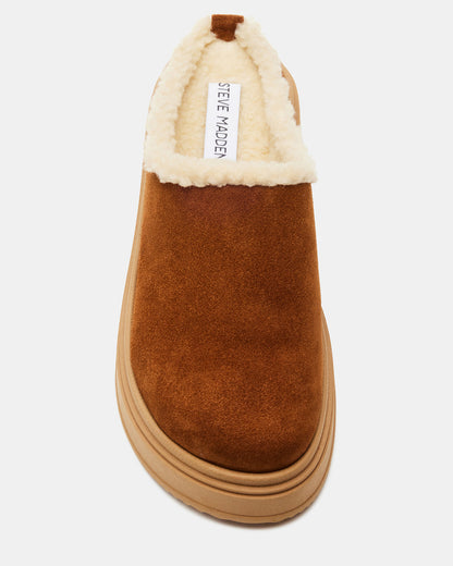 SMORES Tan Suede Faux Fur Slip-On | Women's Flats | Steve Madden Popular