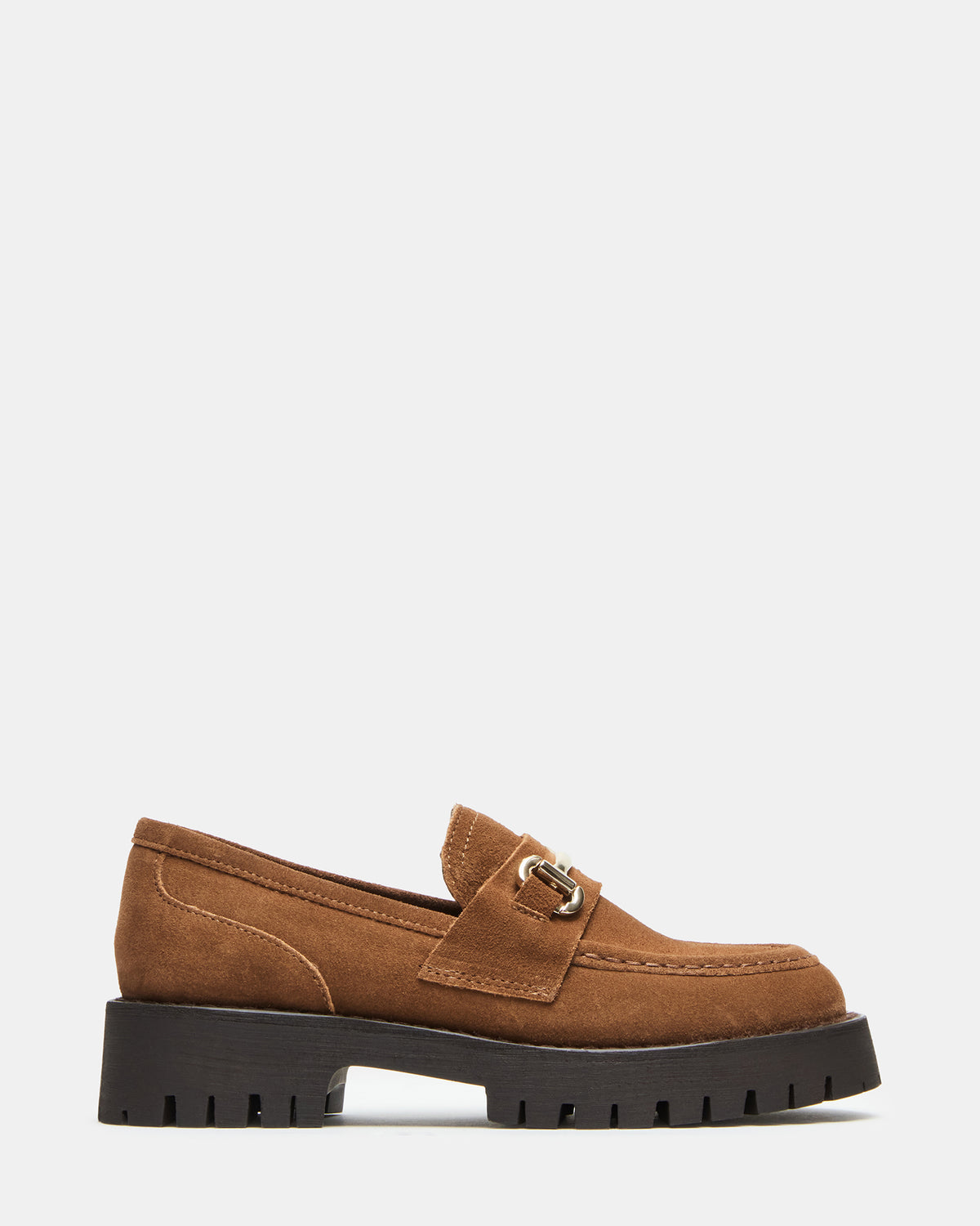 LANDO Cognac Suede Lug Women's Loafer | Steve Madden Everyday