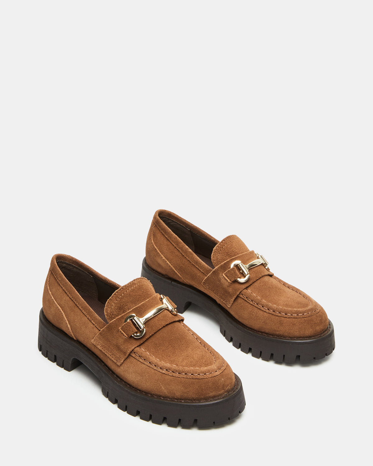 LANDO Cognac Suede Lug Women's Loafer | Steve Madden Everyday