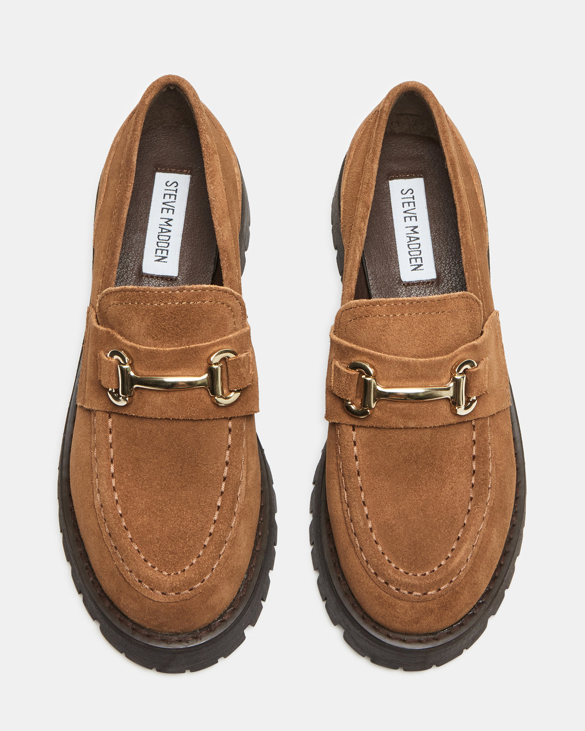 LANDO Cognac Suede Lug Women's Loafer | Steve Madden Everyday