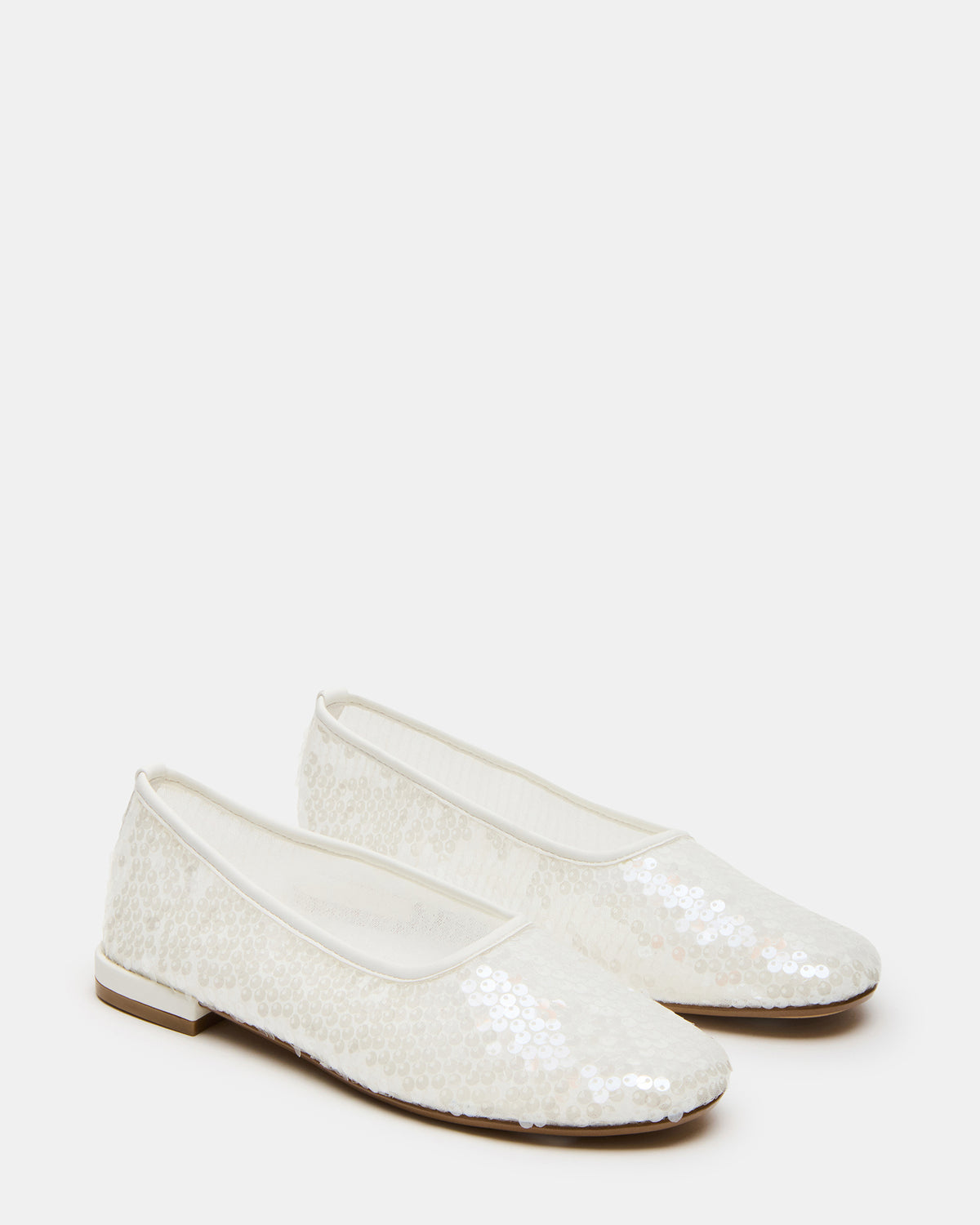 GARCELLE White Sequin Women's Ballet Flats | Steve Madden Essential