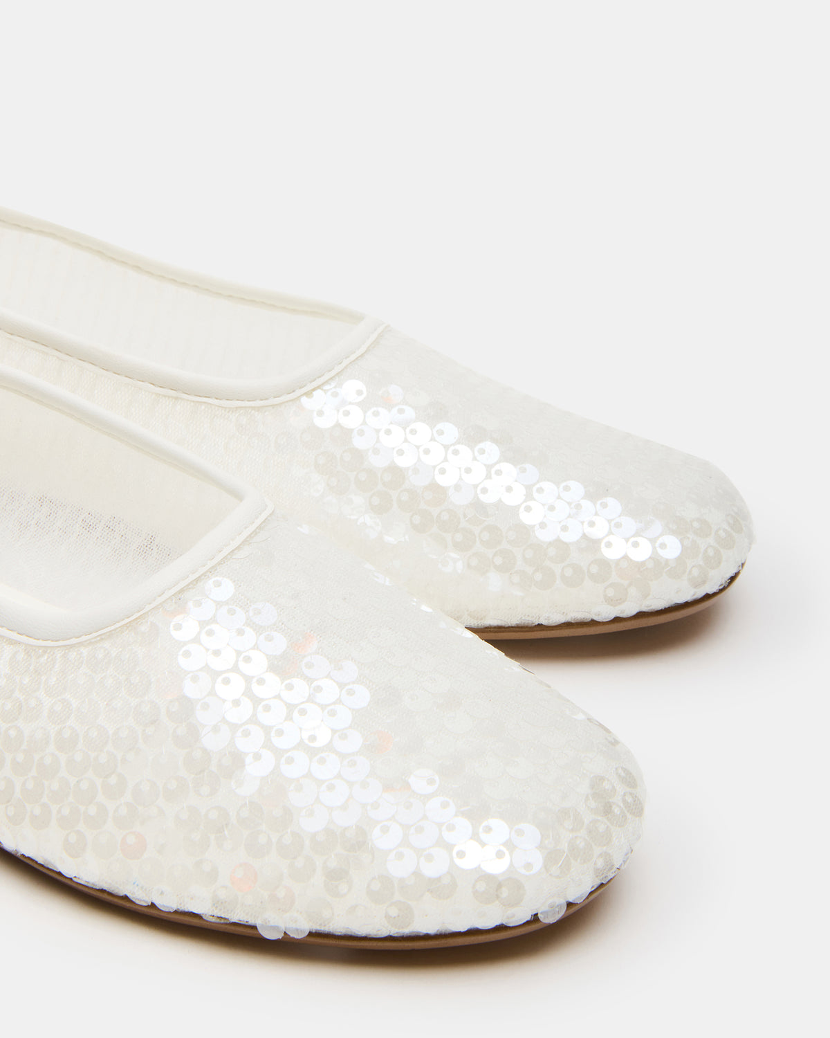 GARCELLE White Sequin Women's Ballet Flats | Steve Madden Essential