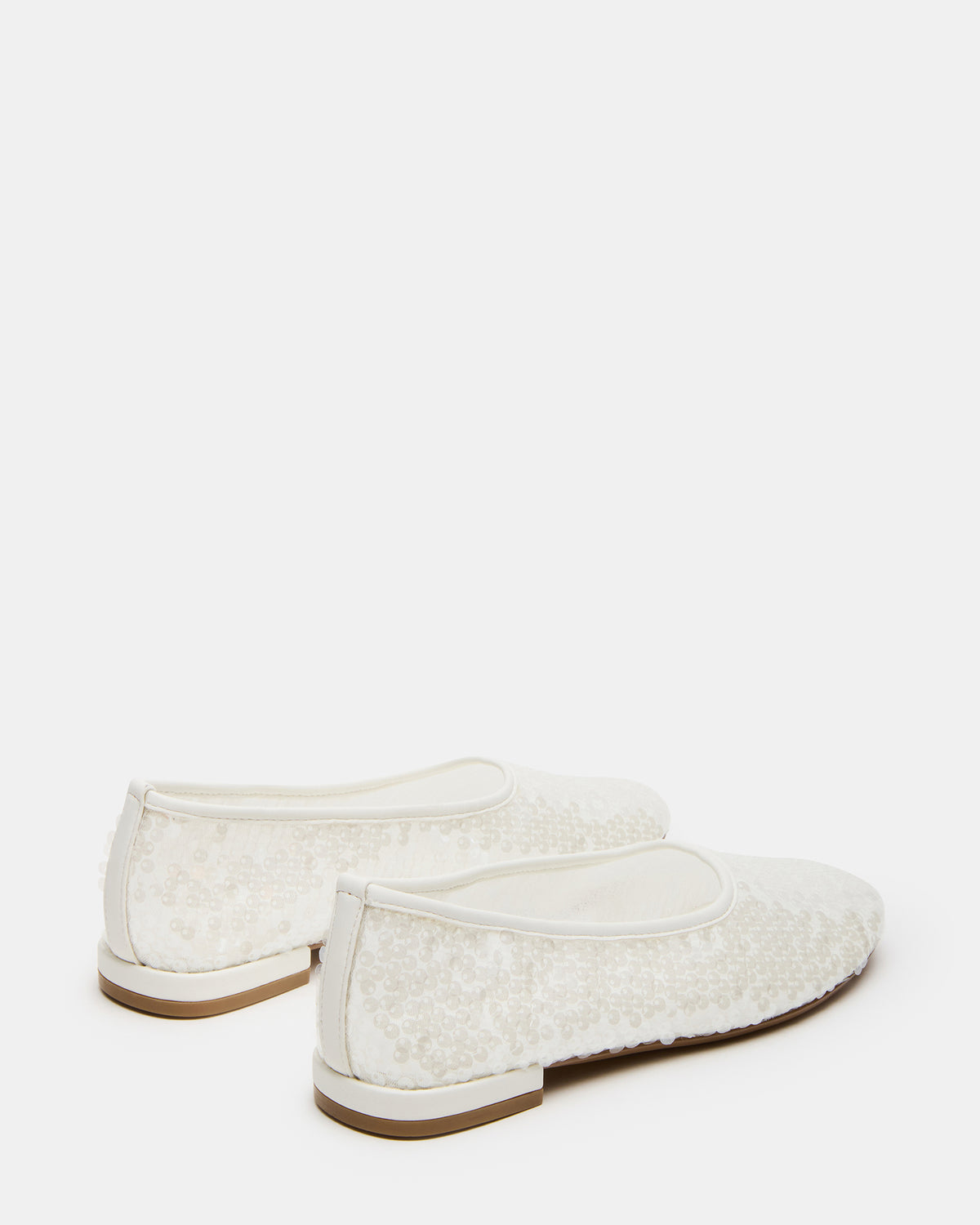 GARCELLE White Sequin Women's Ballet Flats | Steve Madden Essential