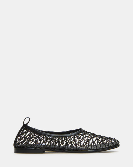 AMBROSIA Black Women's Net Caged Ballet Flat | Steve Madden Great Value
