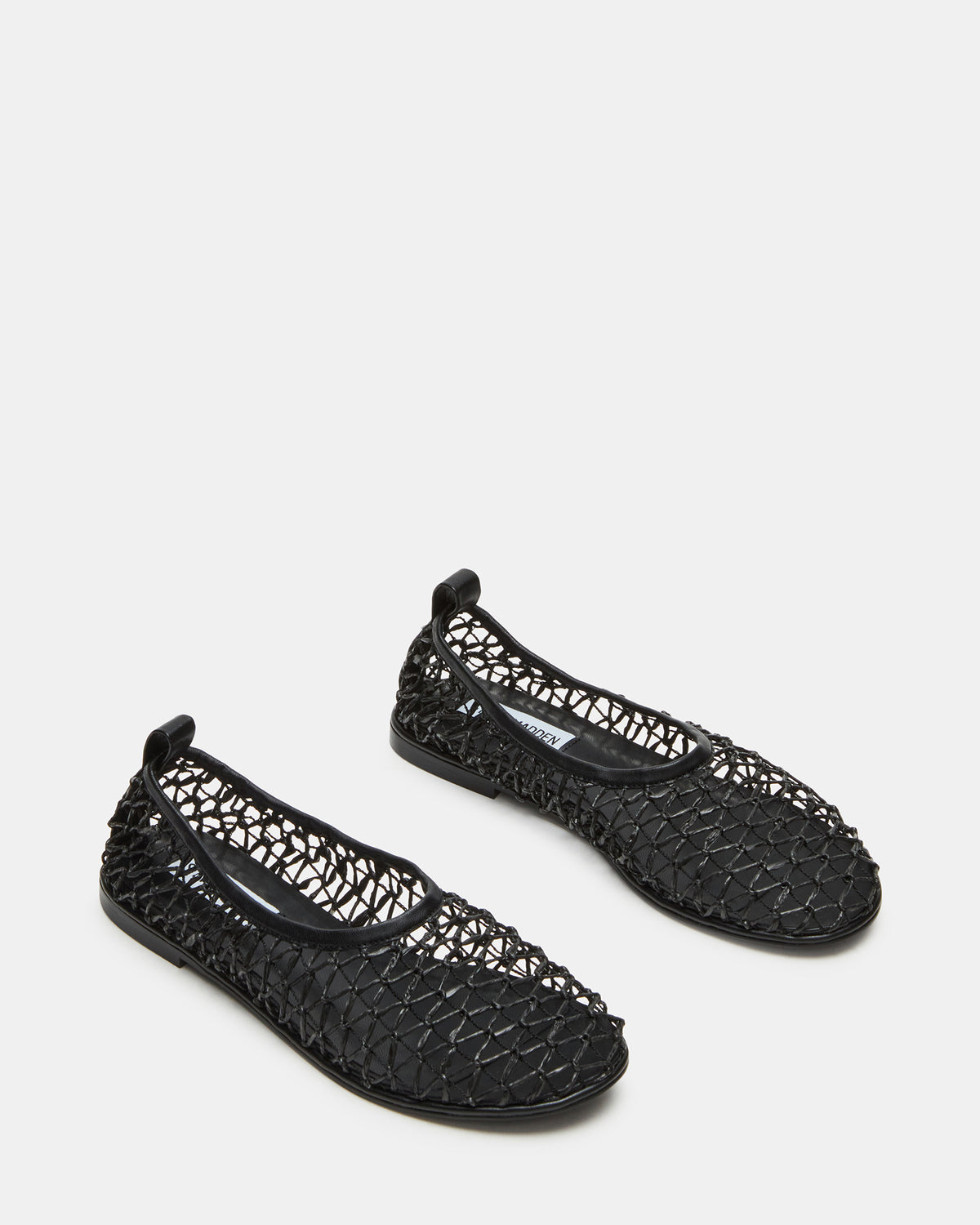 AMBROSIA Black Women's Net Caged Ballet Flat | Steve Madden Great Value
