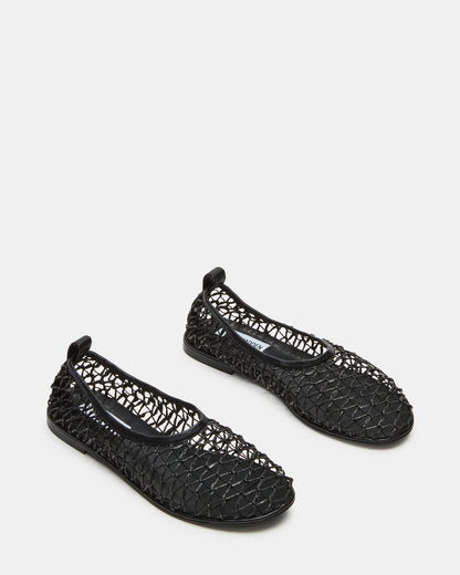 AMBROSIA Black Women's Net Caged Ballet Flat | Steve Madden Great Value