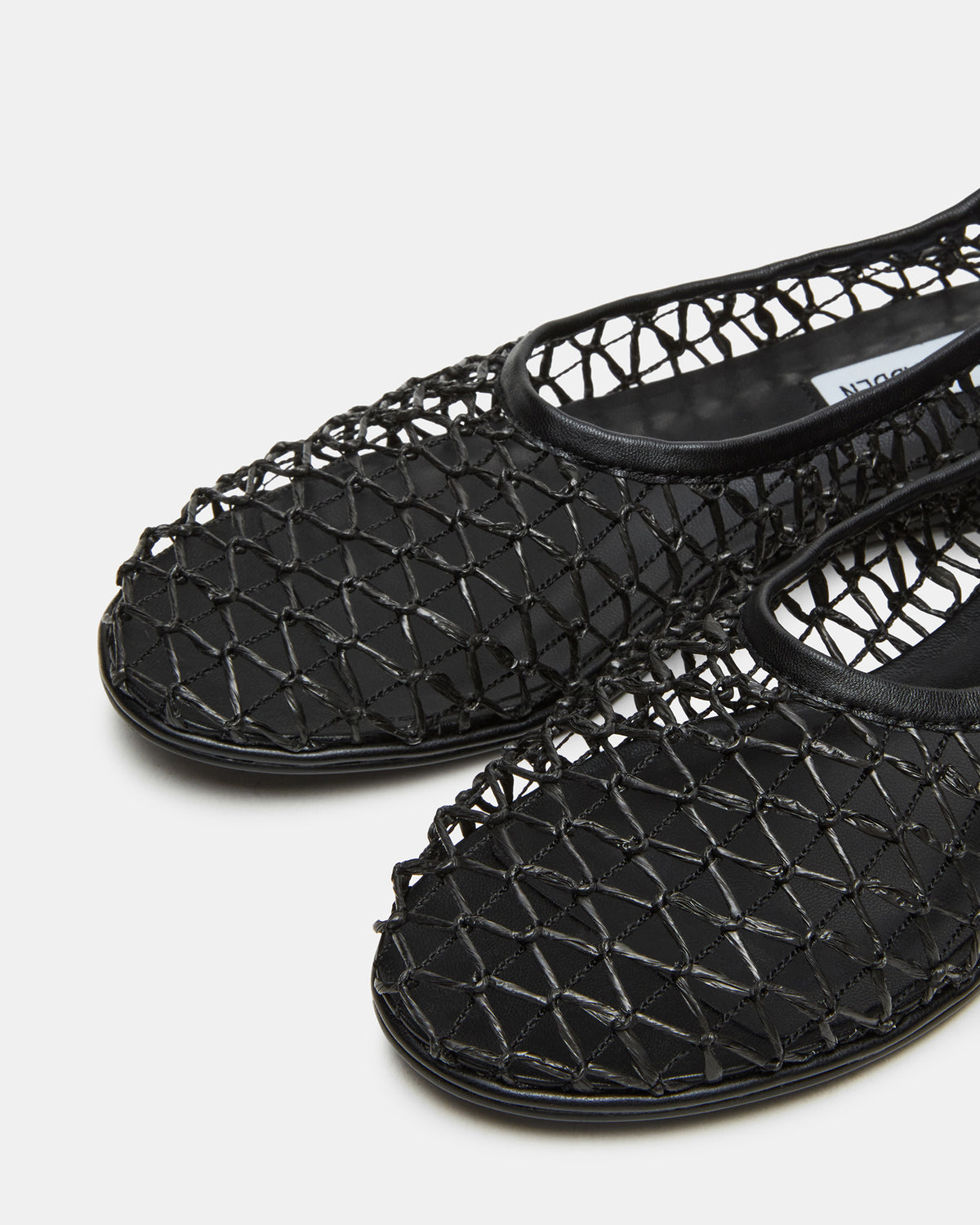 AMBROSIA Black Women's Net Caged Ballet Flat | Steve Madden Great Value