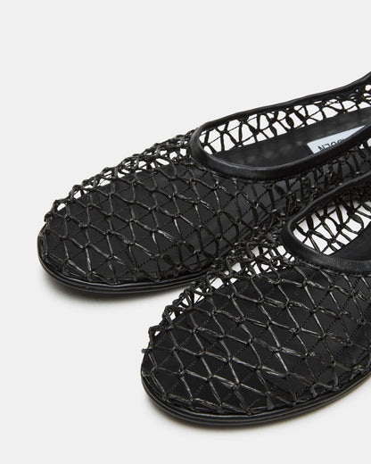AMBROSIA Black Women's Net Caged Ballet Flat | Steve Madden Great Value