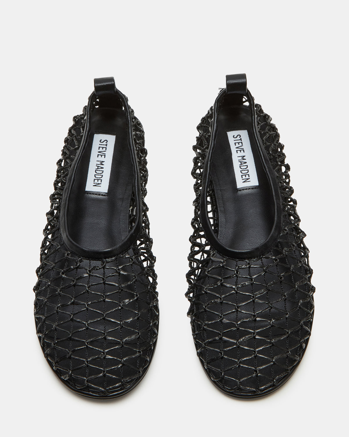 AMBROSIA Black Women's Net Caged Ballet Flat | Steve Madden Great Value