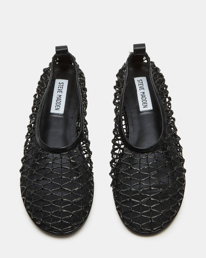 AMBROSIA Black Women's Net Caged Ballet Flat | Steve Madden Great Value