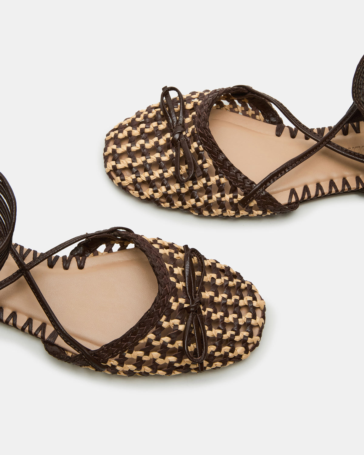 GOSSAMER Brown Leather Women's Woven Lace-Up Ballet Flat | Steve Madden Sale