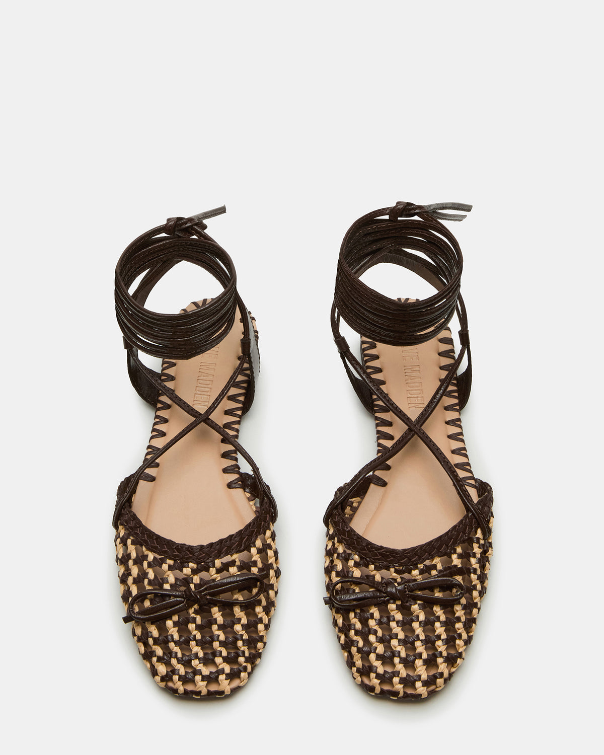 GOSSAMER Brown Leather Women's Woven Lace-Up Ballet Flat | Steve Madden Sale