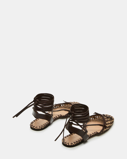 GOSSAMER Brown Leather Women's Woven Lace-Up Ballet Flat | Steve Madden Sale