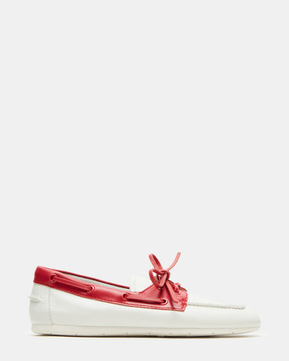 SAG Bone/Red Women's Boat Shoe | Steve Madden Featured