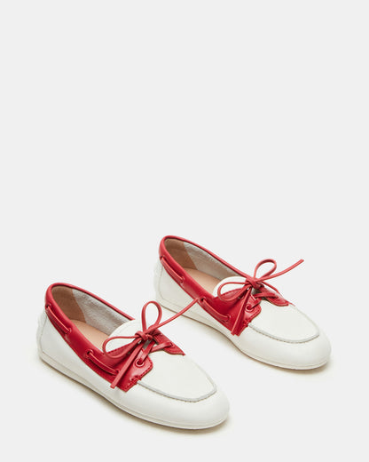 SAG Bone/Red Women's Boat Shoe | Steve Madden Featured