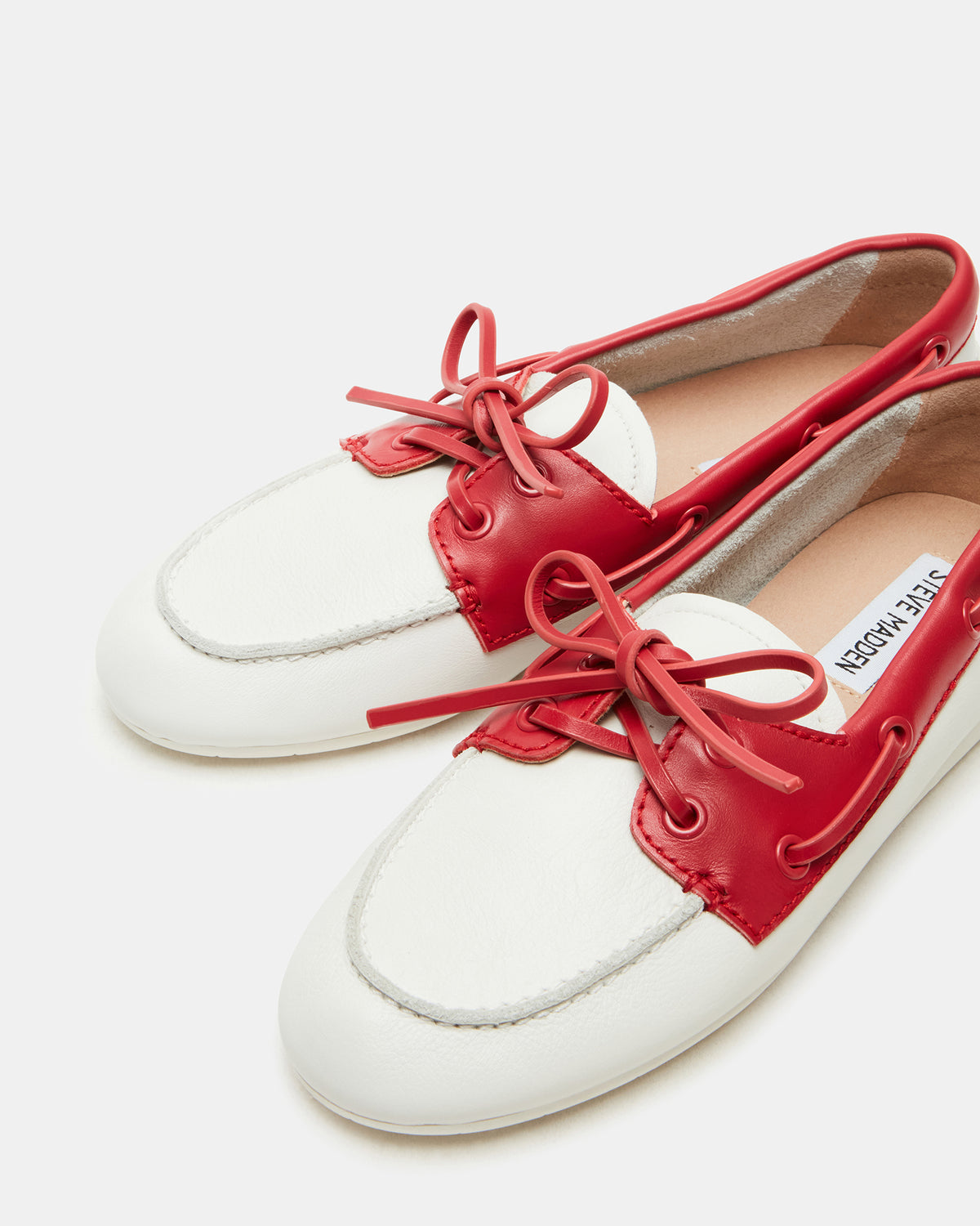 SAG Bone/Red Women's Boat Shoe | Steve Madden Featured
