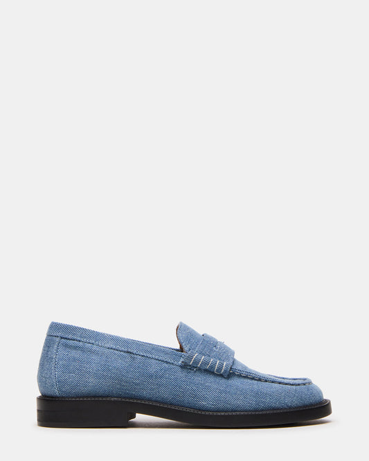 MADISON Denim Fabric Women's Penny Loafer | Steve Madden Smart Buy
