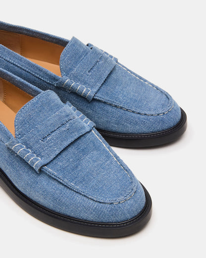 MADISON Denim Fabric Women's Penny Loafer | Steve Madden Smart Buy