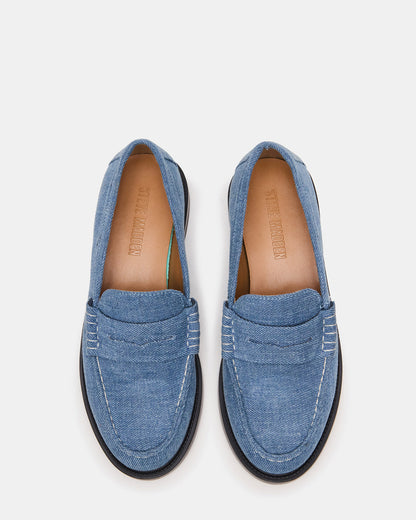 MADISON Denim Fabric Women's Penny Loafer | Steve Madden Smart Buy