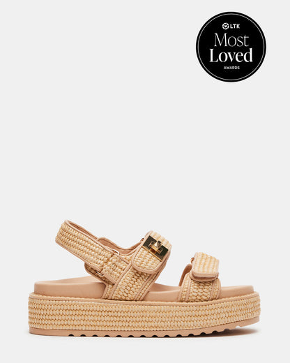 BIGMONA Natural Raffia Leather Women's Platform Sandal | Steve Madden Trending