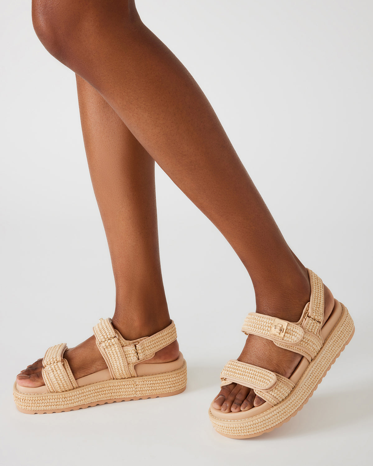 BIGMONA Natural Raffia Leather Women's Platform Sandal | Steve Madden Trending