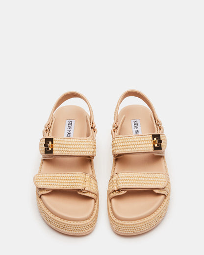 BIGMONA Natural Raffia Leather Women's Platform Sandal | Steve Madden Trending