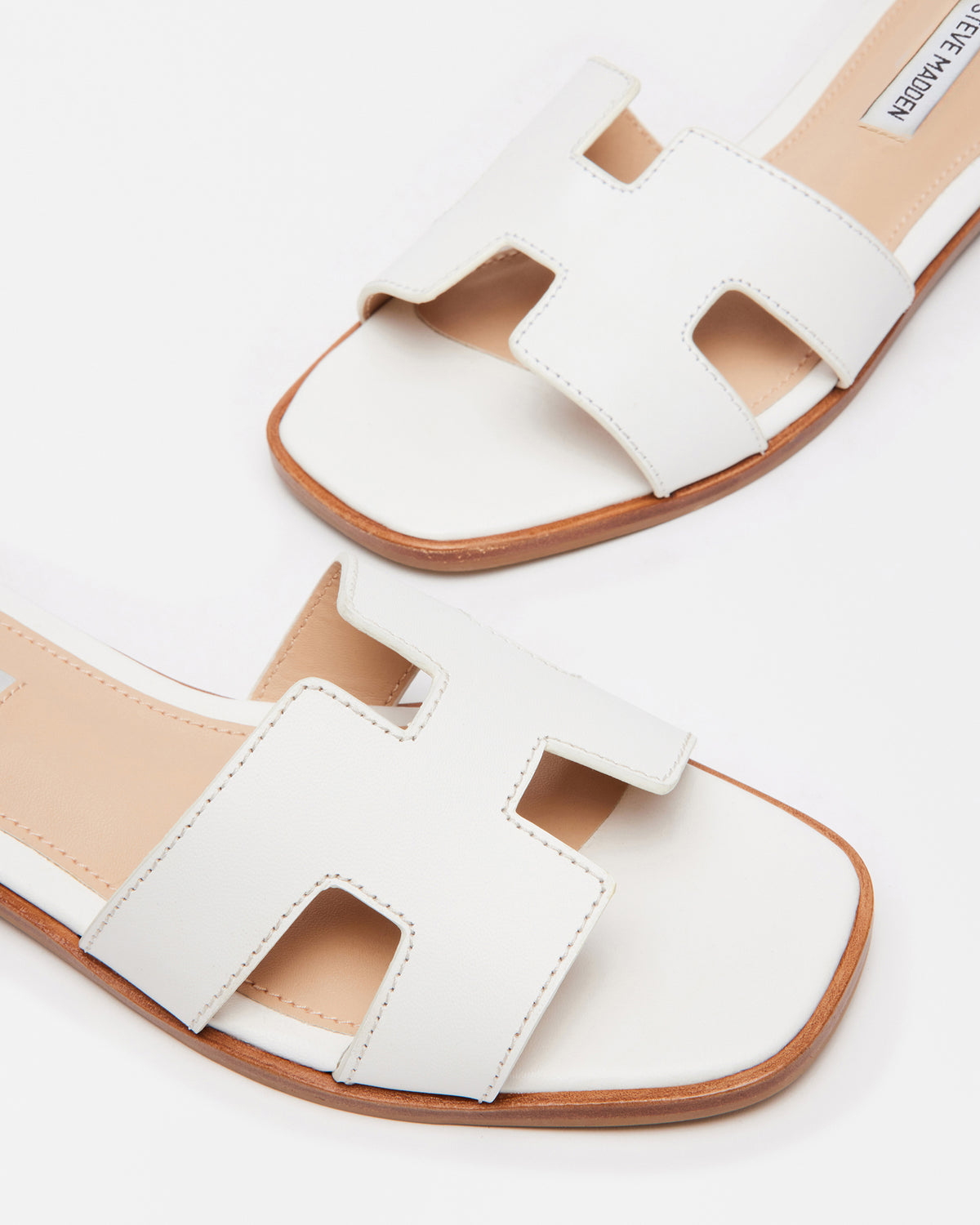 HADYN White Leather Sandal | Women's Designer Sandals | Steve Madden Popular