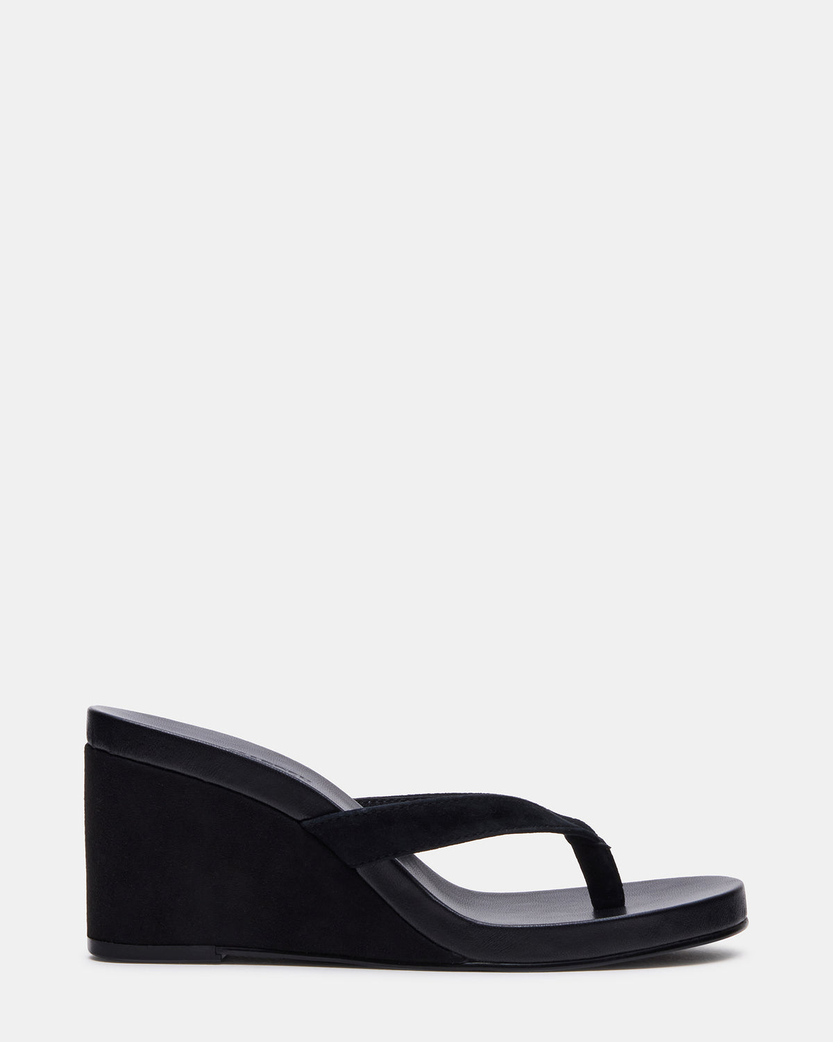 PLAYING Black Suede Thong Wedge Women's Sandal | Steve Madden Value