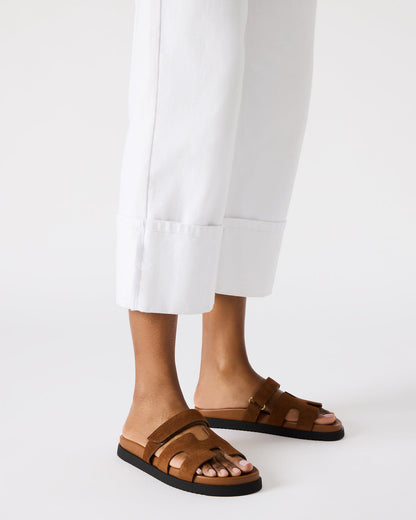 MAYVEN Camel Suede Flatform Slide Women's Sandal | Steve Madden Hot Sale