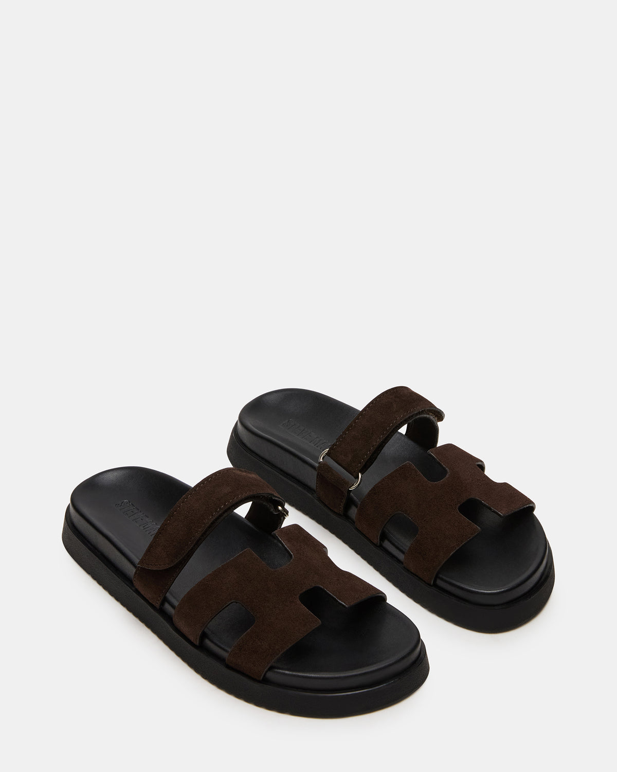 MAYVEN Chocolate Brown Suede Flatform Slide Women's Sandal | Steve Madden Deals