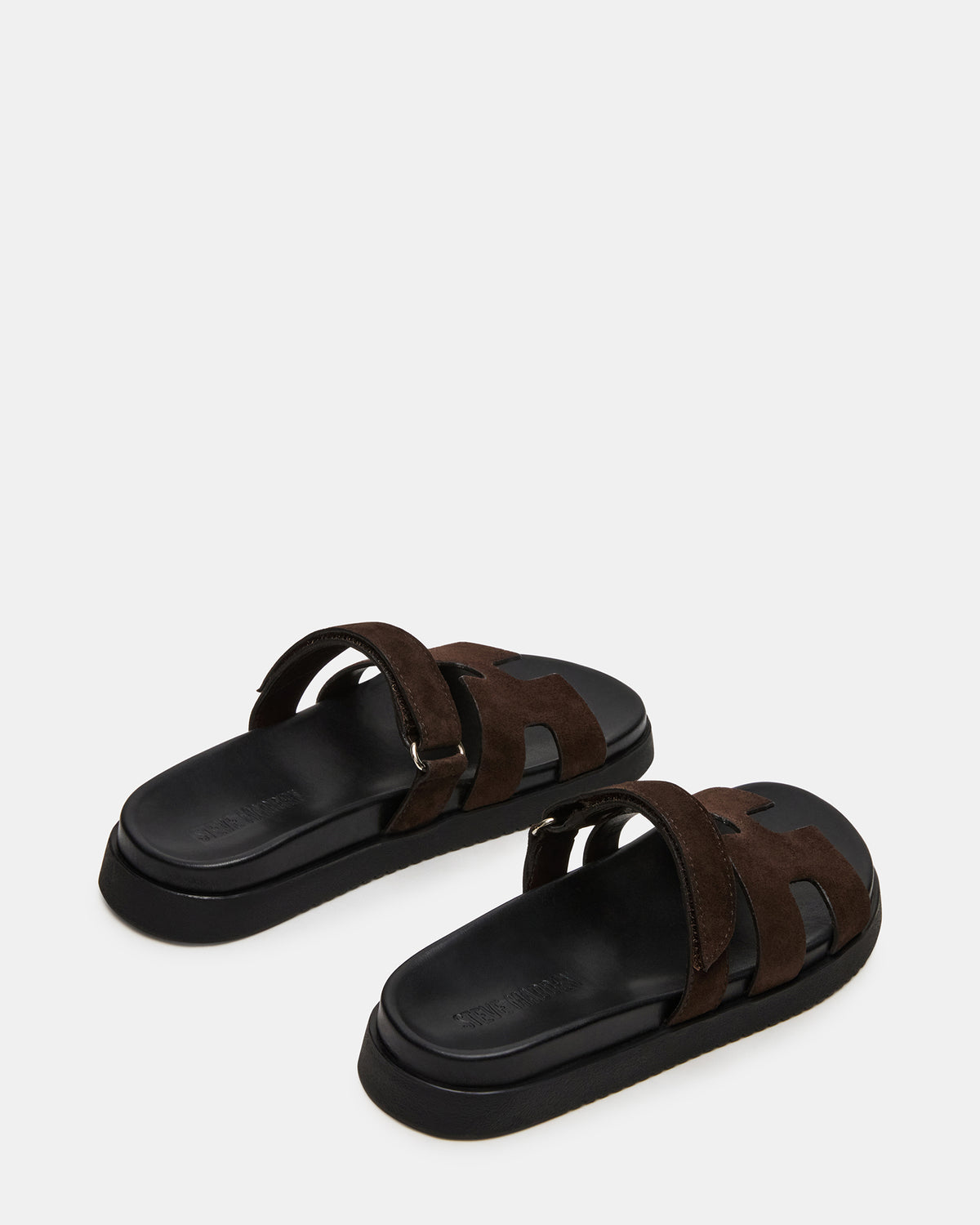 MAYVEN Chocolate Brown Suede Flatform Slide Women's Sandal | Steve Madden Deals