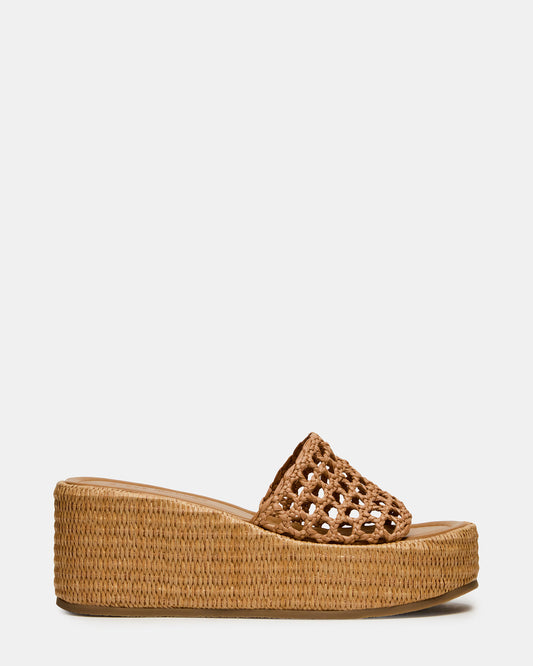 BRANDY Raffia Woven Mule Platform Slide Women's Sandal | Steve Madden Deals