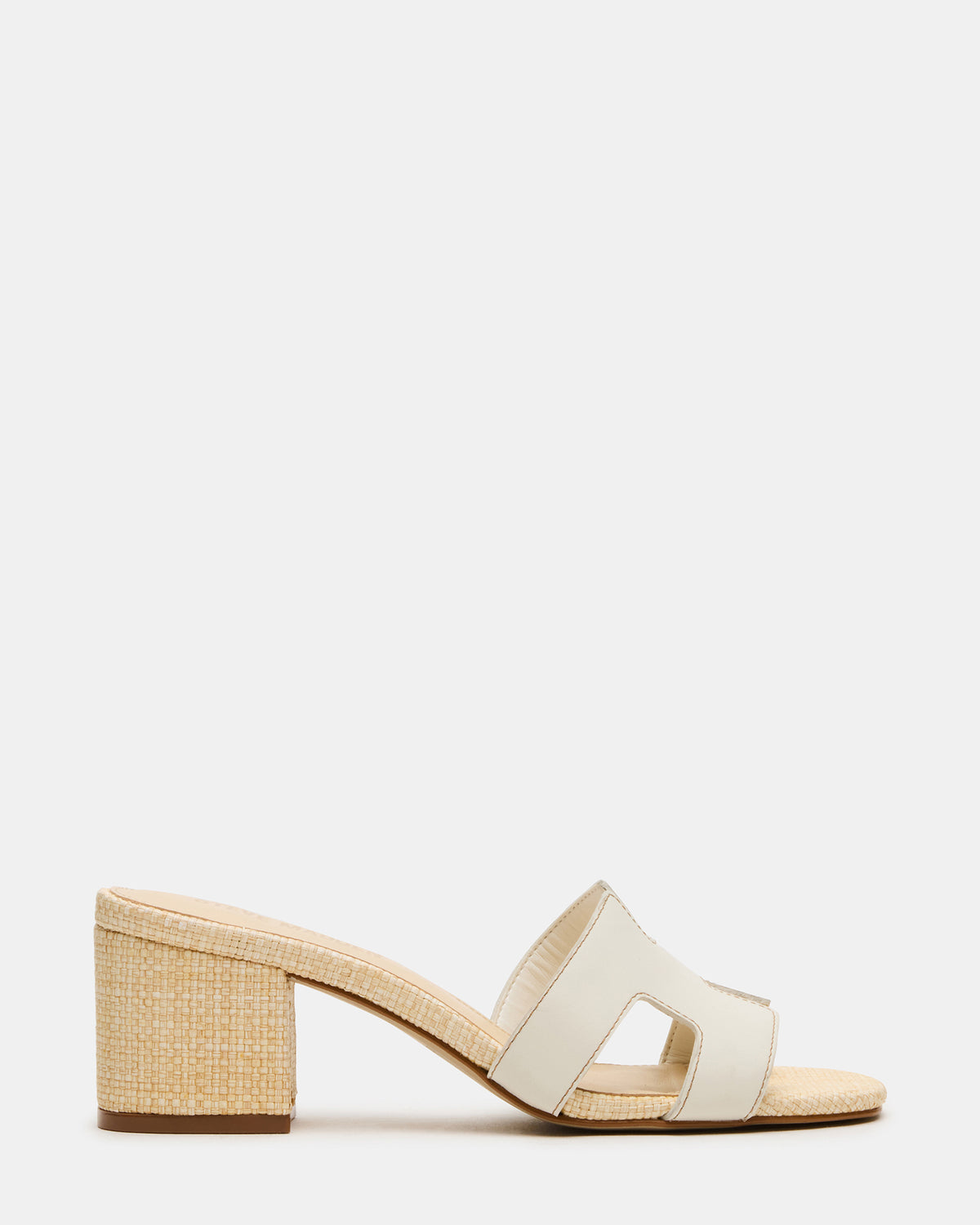 HANA BONE LEATHER Square-Toe Mule Block Heel Women's Sandal | Steve Madden Popular