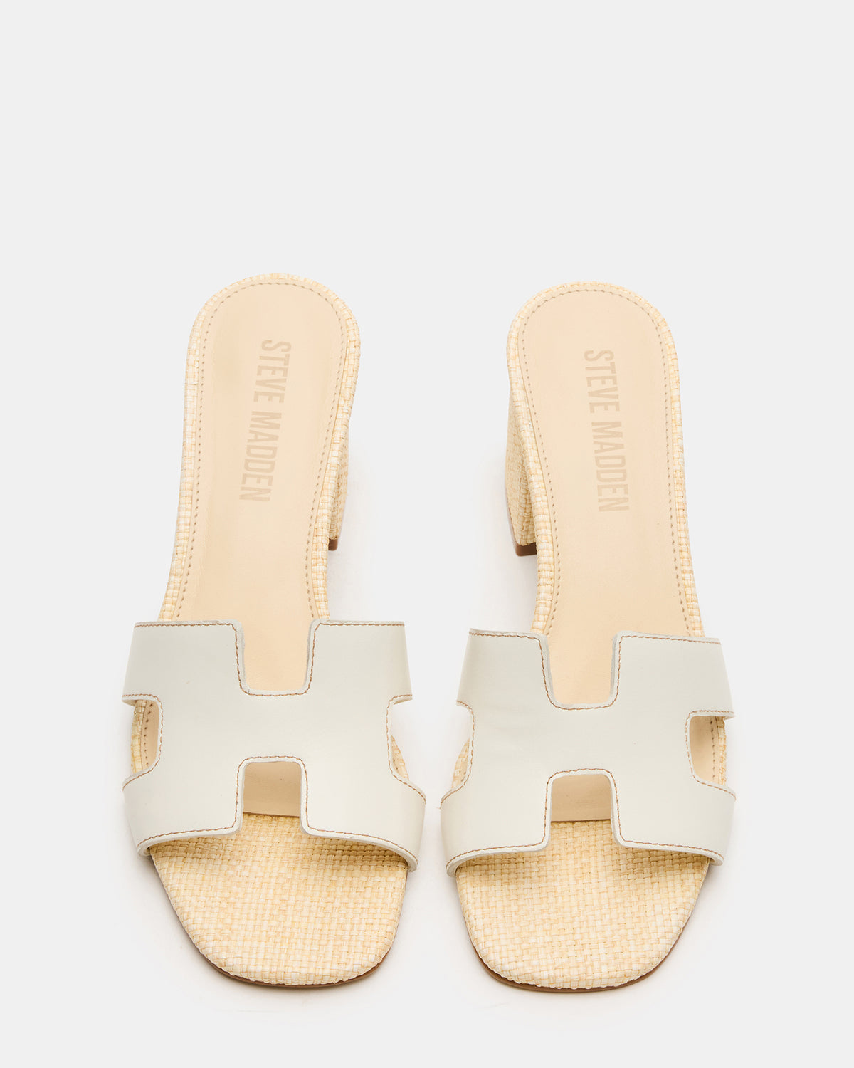 HANA BONE LEATHER Square-Toe Mule Block Heel Women's Sandal | Steve Madden Popular