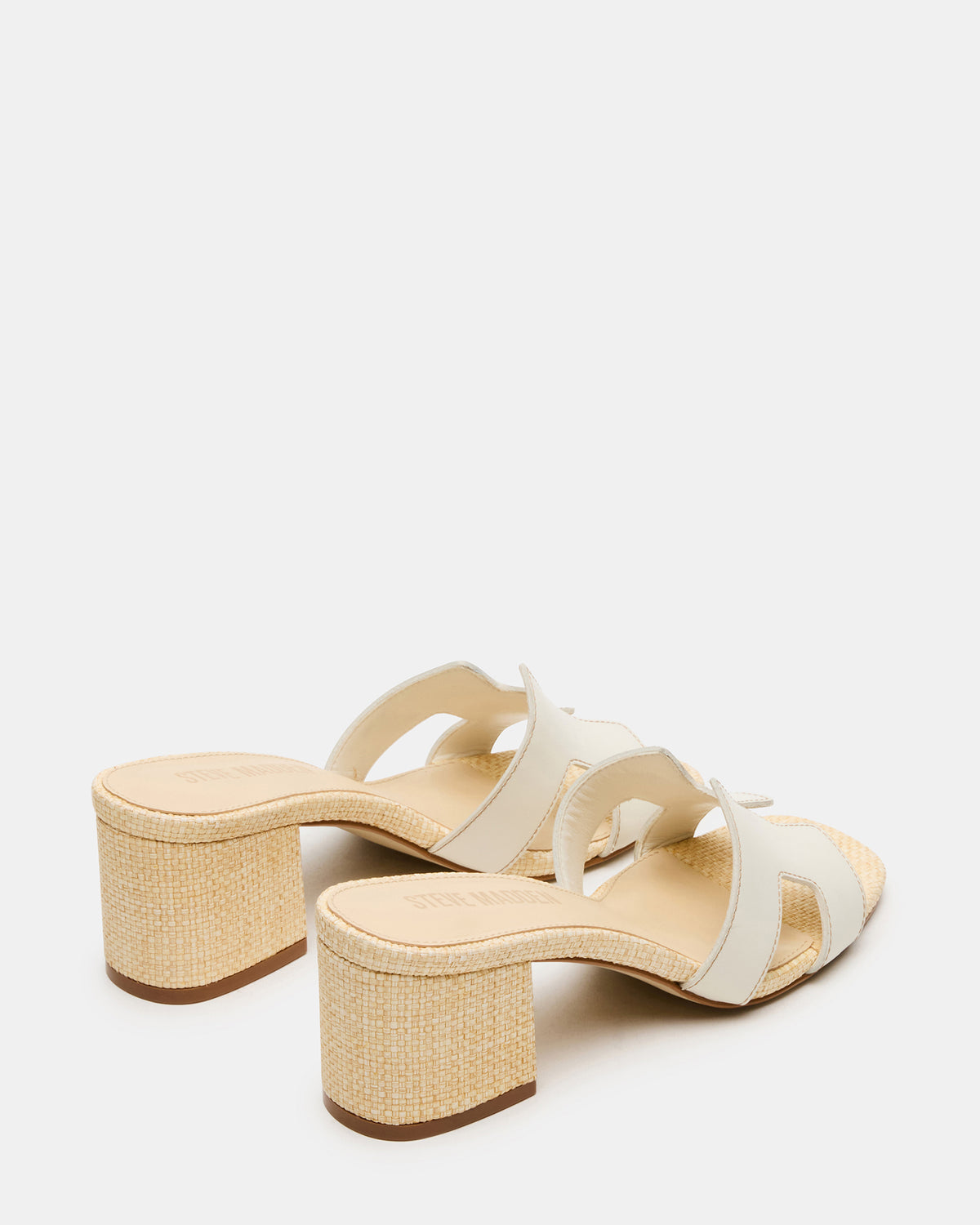 HANA BONE LEATHER Square-Toe Mule Block Heel Women's Sandal | Steve Madden Popular