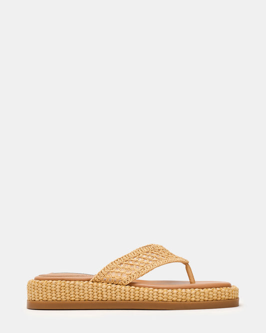 BELLA Natural Raffia Thong Square-Toe Platform Women's Sandal | Steve Madden Top Pick