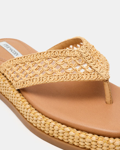 BELLA Natural Raffia Thong Square-Toe Platform Women's Sandal | Steve Madden Top Pick