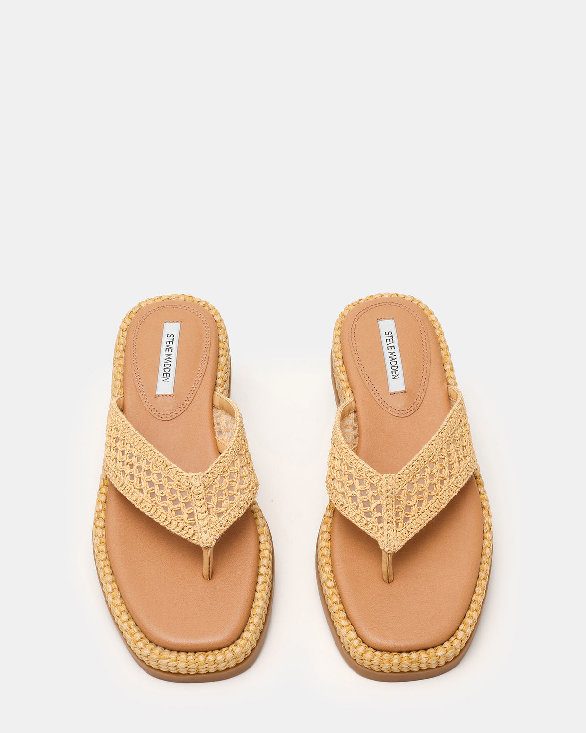 BELLA Natural Raffia Thong Square-Toe Platform Women's Sandal | Steve Madden Top Pick